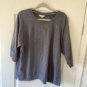 Terra & Sky Heather Slate Blue Crew Neck blouse 1XL EUC